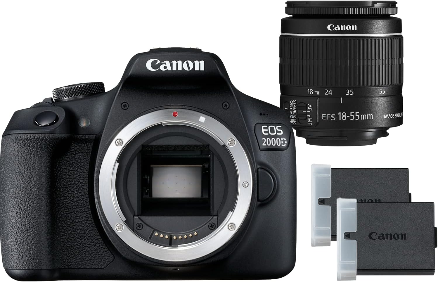 Canon EOS 2000D + EF-S 18-55mm F3.5-5.6 IS II Lens + Spare Battery - Easy-to-use DSLR Camera with a Versatile Lens and a Spare Battery, Ideal for Portraits and Landscape - Amazon Exclusive image 0 Canon EOS 2000D + EF-S 18-55mm F3.5-5.6 IS II Lens + Spare Battery - Easy-to-use DSLR Camera with a Versatile Lens and a Spare Battery, Ideal for Portraits and Landscape - Amazon Exclusive image 0